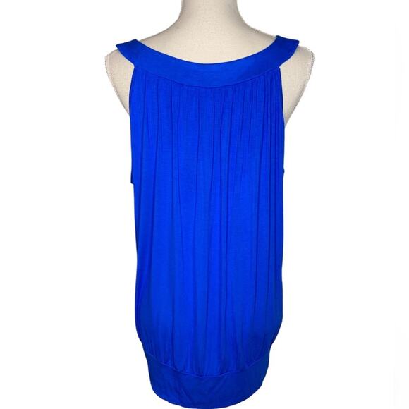 Royal Blue Spense Woman Top w/ Decorative Neckline in Viscose & Spandex Size 1X - Picture 4 of 6